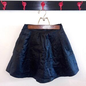 Leather L'Agence Black Flared Mini Skirt